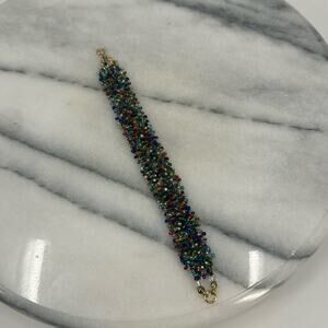 Handmade multicolored confetti beaded bracelet